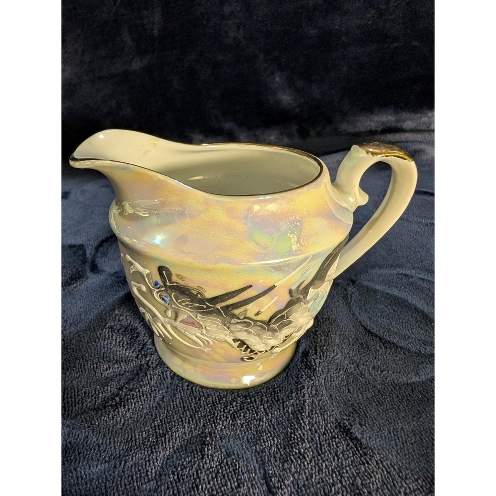 Japanese Iridescent 17pc Tea Set Dragonware Lusterware Moriage Geisha Lithophane - Picture 8 of 16